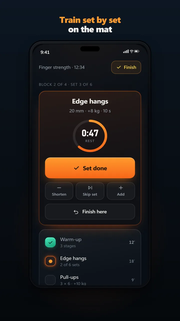 Live training session screen